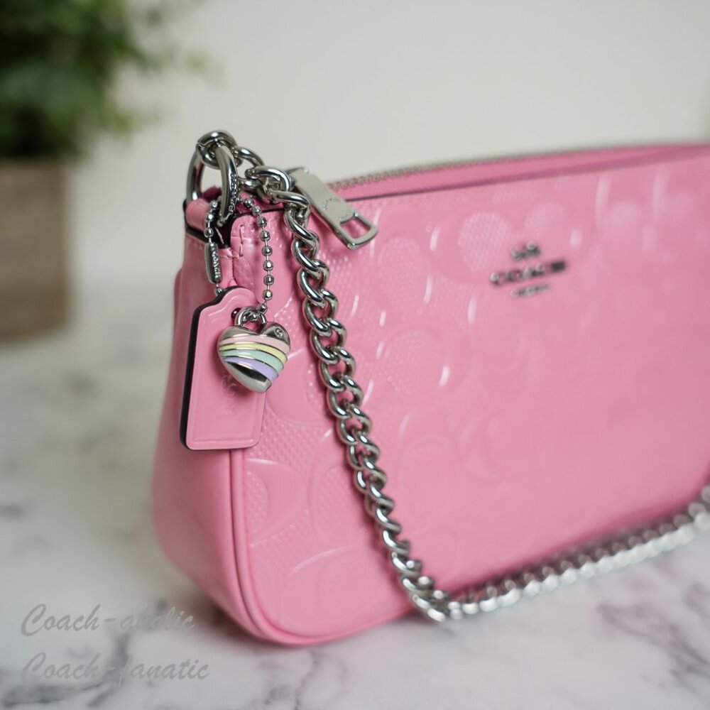 Coach CCZ27 Nolita 19 In Signature Leather With Heart Charm Silver Pink NWT - Picture 4 of 10